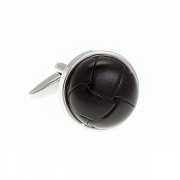 Kožené černé manžetové knoflíčky fotbalový míč v retro stylu 